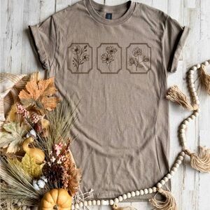 Floral Graphic Tan T-Shirt